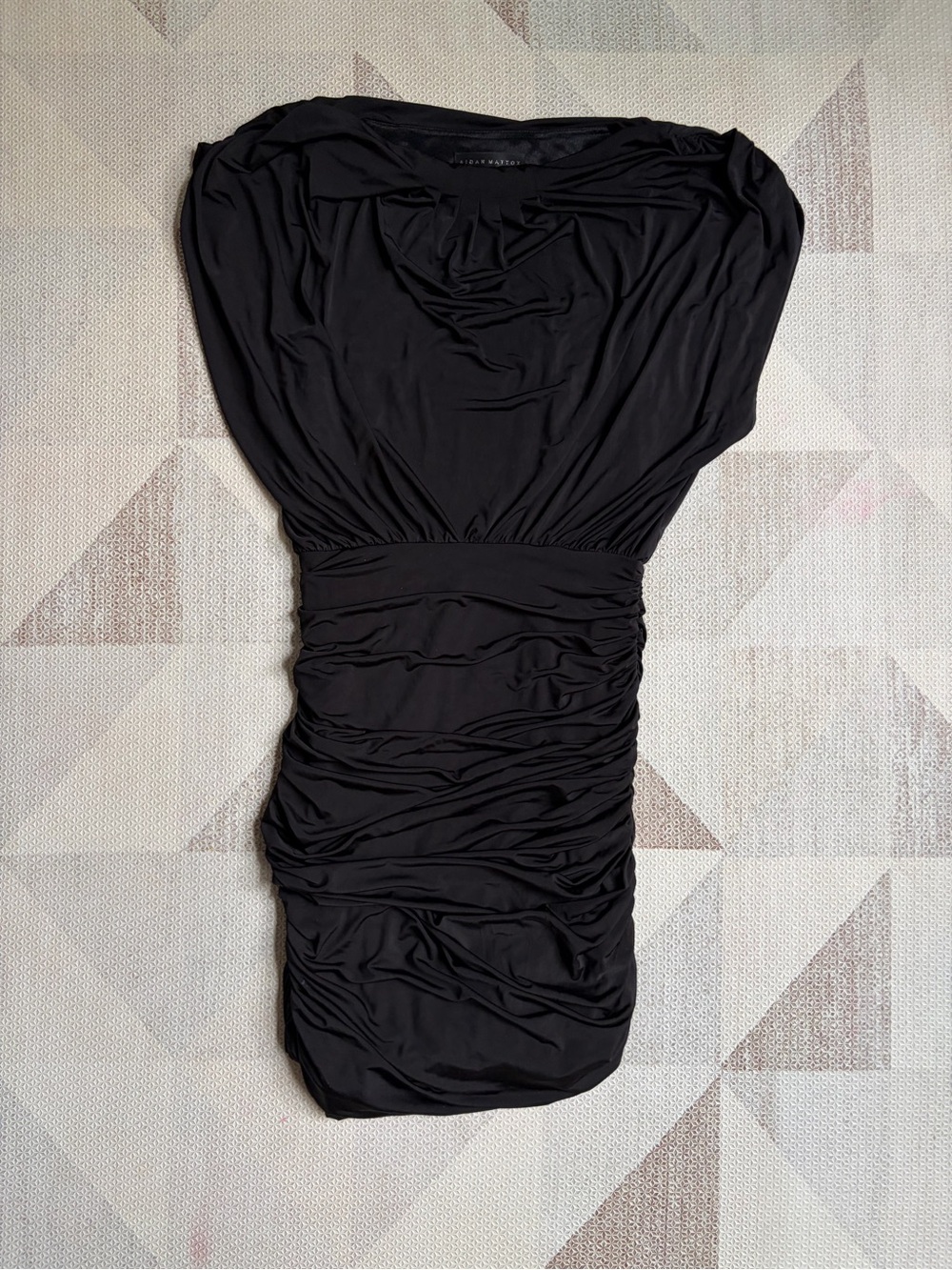 Aidan Mattox Black Dress with Ruched Skirt (0)